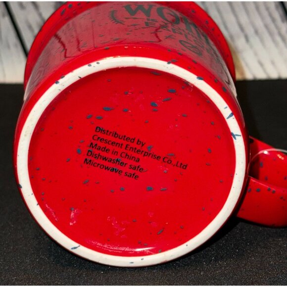 Red Speckled Enamel Camping Mug - The World Is Yours To Explore - 12 Oz Dishwash - Picture 8 of 8